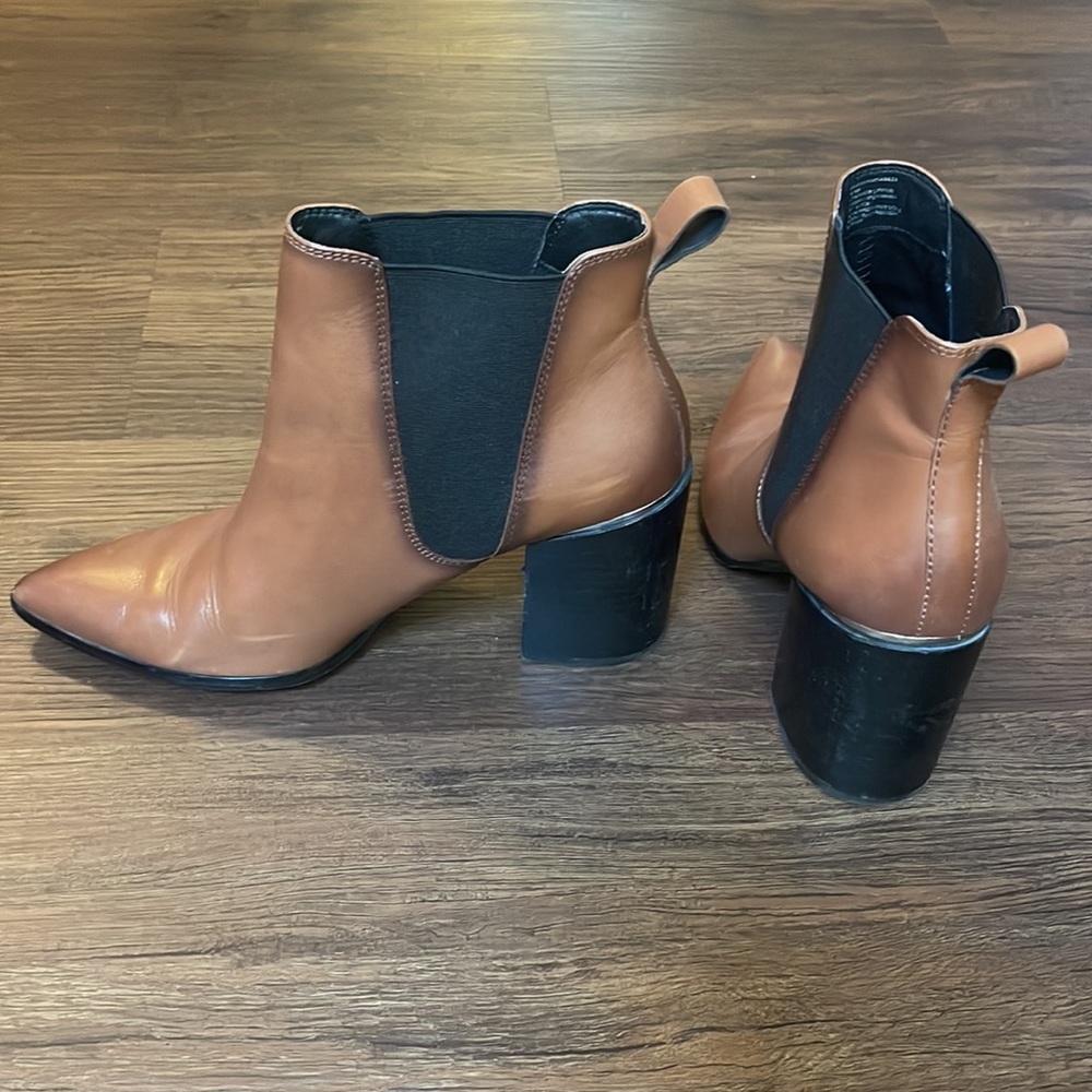 Brown leather booties